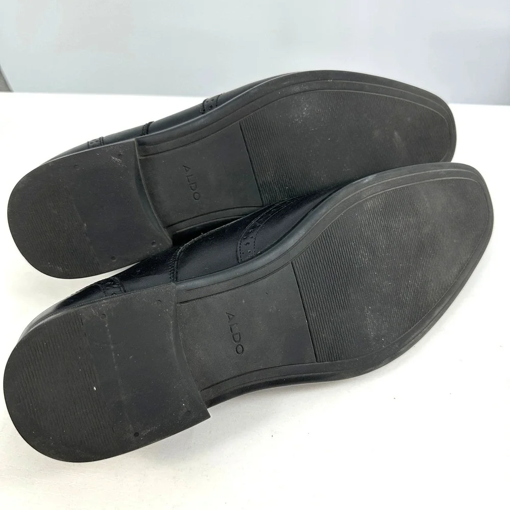 Black leather wingtip oxford‎ mens shoes 10 Aldo business work old money classic